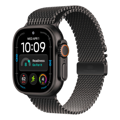 Apple Watch Ultra 4, 49 мм корпус из титана цвета «Black», ремешок Titanium Milanese Loop цвета «Black» размера S