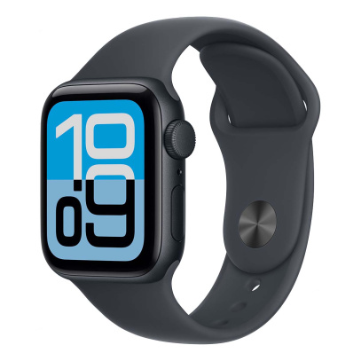 Apple Watch SE 3 (2025), 44 мм корпус из алюминия цвета «Midnight», ремешок Sport Band размера S/M цвета «Midnight» Apple Watch SE 3 (2025), 44 мм корпус из алюминия цвета «Midnight», ремешок Sport Band размера S/M цвета «Midnight»