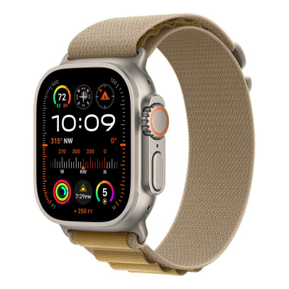 Apple Watch Ultra 2 (2024), 49 мм корпус из титана цвета «Natural», ремешок Alpine Loop размера S цвета «Tan» Apple Watch Ultra 2 (2024), 49 мм корпус из титана цвета «Natural», ремешок Alpine Loop размера S цвета «Tan»