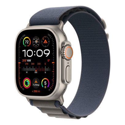 Apple Watch Ultra 2 (2023), 49 мм корпус из титана цвета «Natural», ремешок Alpine Loop размера S цвета «Blue» Apple Watch Ultra 2 (2023), 49 мм корпус из титана цвета «Natural», ремешок Alpine Loop размера S цвета «Blue»