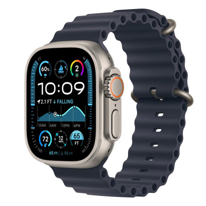 Apple Watch Ultra 2 (2024), 49 мм корпус из титана цвета «Natural», ремешок Ocean Band цвета «Navy»