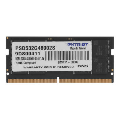 Оперативная память Patriot (PSD532G48002S) DDR5 32GB 4800MHz CL40 SO DIMM 1x32 Dual Rank
