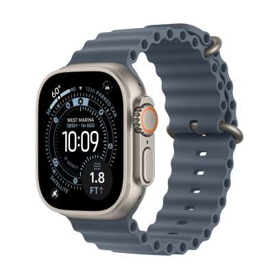 Apple Watch Ultra 3 (2025), 49 мм корпус из титана цвета «Natural», ремешок Ocean Band цвета «Anchor Blue» Apple Watch Ultra 3 (2025), 49 мм корпус из титана цвета «Natural», ремешок Ocean Band цвета «Anchor Blue»
