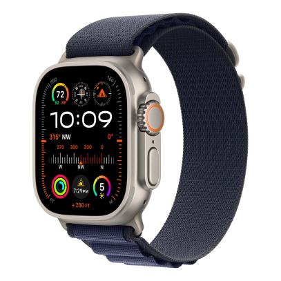 Apple Watch Ultra 2 (2024), 49 мм корпус из титана цвета «Natural», ремешок Alpine Loop размера L цвета «Navy» Apple Watch Ultra 2 (2024), 49 мм корпус из титана цвета «Natural», ремешок Alpine Loop размера L цвета «Navy»