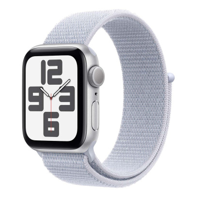 Apple Watch SE (2024), 40 мм корпус из алюминия цвета «Silver», ремешок Sport Loop цвета «Blue Cloud» Apple Watch SE (2024), 40 мм корпус из алюминия цвета «Silver», ремешок Sport Loop цвета «Blue Cloud»