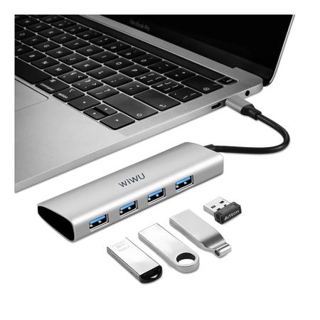 Хаб WiWU Alpha Type-C 4*USB3.0 (A440) Серебристый Хаб WiWU Alpha Type-C 4*USB3.0 (A440) Серебристый