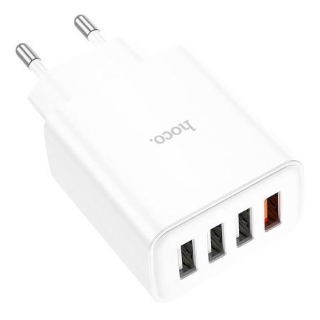 Сетевое зарядное устройство USB hoco. QC3.0 4USB порта 28,5 Вт (C102A) Белый Сетевое зарядное устройство USB hoco. QC3.0 4USB порта 28,5 Вт (C102A) Белый