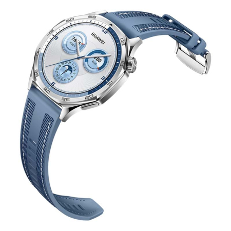 Часы HUAWEI Watch GT 5 Silver, 46 мм, цвет корпуса серебряный, цвет ремешка синий Часы HUAWEI Watch GT 5 Silver, 46 мм, цвет корпуса серебряный, цвет ремешка синий