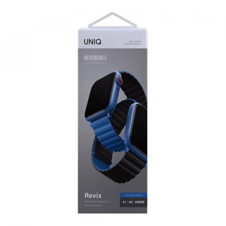 Силиконовый ремень UNIQ для Apple Watch 41/40/38 мм Revix reversible Magnetic (41MM-REVBLUBLK) Синий/Черный Силиконовый ремень UNIQ для Apple Watch 41/40/38 мм Revix reversible Magnetic (41MM-REVBLUBLK) Синий/Черный