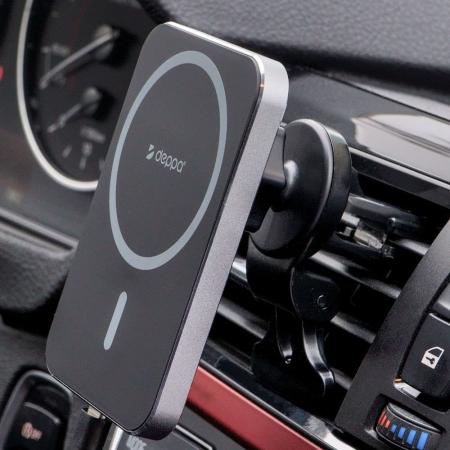 Автомобильный держатель Deppa Mage Safe Qi для iPhone, магнитный (55185) Черный Автомобильный держатель Deppa Mage Safe Qi для iPhone, магнитный (55185) Черный