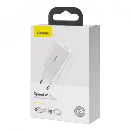 Сетевое зарядное устройство Baseus Speed Mini QC Quick Charger 20 Вт CCFS-SN02 (TC-012PD20-x) Белый Сетевое зарядное устройство Baseus Speed Mini QC Quick Charger 20 Вт CCFS-SN02 (TC-012PD20-x) Белый