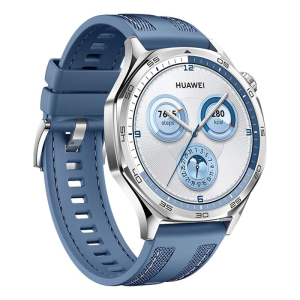 Часы HUAWEI Watch GT 5 Silver, 46 мм, цвет корпуса серебряный, цвет ремешка синий Часы HUAWEI Watch GT 5 Silver, 46 мм, цвет корпуса серебряный, цвет ремешка синий