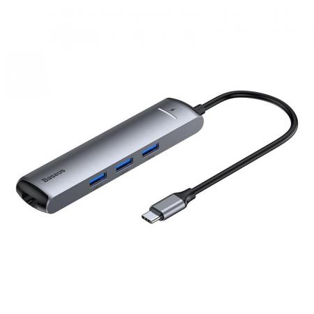 Переходник Baseus для MacBook HUB Mechanical eye 6в1 (USB/HDMI/Type-C/RJ45) (CAHUB-J0G) Deep Grey, темно-серый Переходник Baseus для MacBook HUB Mechanical eye 6в1 (USB/HDMI/Type-C/RJ45) (CAHUB-J0G) Deep Grey, темно-серый