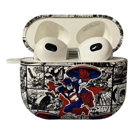 Чехол для AirPods 3 COQUE POUR Белый с рисунком Captain America Чехол для AirPods 3 COQUE POUR Белый с рисунком Captain America
