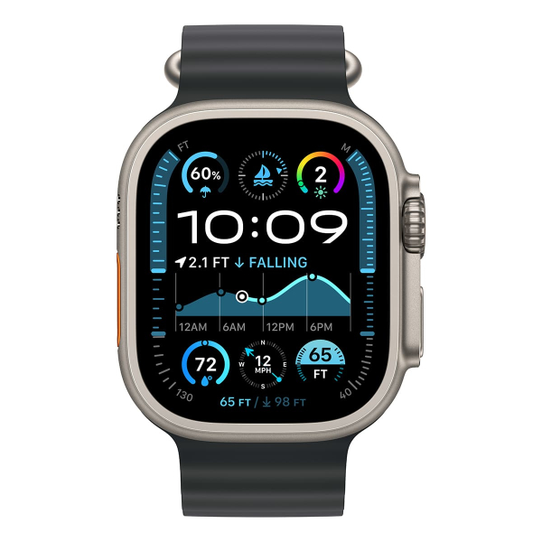 Apple Watch Ultra 2 (2024), 49 мм корпус из титана цвета «Natural», ремешок Ocean Band цвета «Black» Apple Watch Ultra 2 (2024), 49 мм корпус из титана цвета «Natural», ремешок Ocean Band цвета «Black»