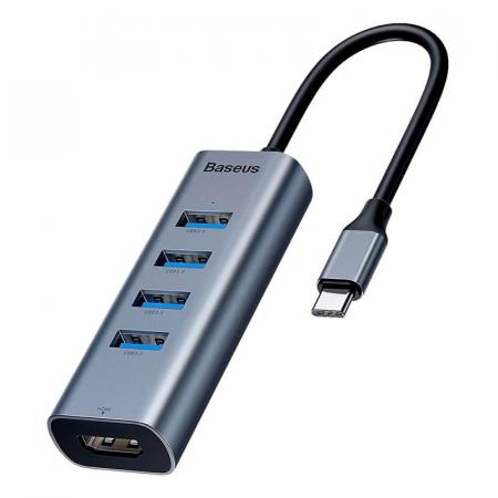 Переходник Baseus для MacBook HUB Enjoy series (Type-C to USB3.0*4+HDMI) (CAHUB-N0G) Deep Grey, темно-серый Переходник Baseus для MacBook HUB Enjoy series (Type-C to USB3.0*4+HDMI) (CAHUB-N0G) Deep Grey, темно-серый