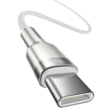 Кабель Baseus Cafule Series Metal Data Cable Type-C - Type-C, 100W, 1 м (CATJK-C02) Белый Кабель Baseus Cafule Series Metal Data Cable Type-C - Type-C, 100W, 1 м (CATJK-C02) Белый