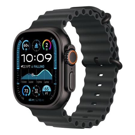 Apple Watch Ultra 2 (2024), 49 мм корпус из титана цвета «Black», ремешок Ocean Band цвета «Black» Apple Watch Ultra 2 (2024), 49 мм корпус из титана цвета «Black», ремешок Ocean Band цвета «Black»