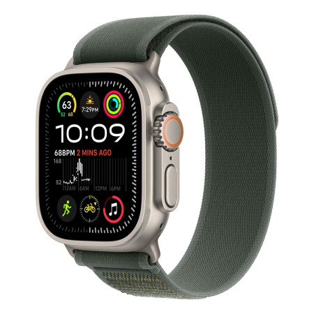 Apple Watch Ultra 2 (2024), 49 мм корпус из титана цвета «Natural», ремешок Trail Loop размера M/L цвета «Green» Apple Watch Ultra 2 (2024), 49 мм корпус из титана цвета «Natural», ремешок Trail Loop размера M/L цвета «Green»