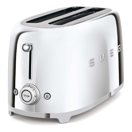 Тостер на 4 ломтика SMEG 50s style (TSF02SSEU) Хром Тостер на 4 ломтика SMEG 50s style (TSF02SSEU) Хром