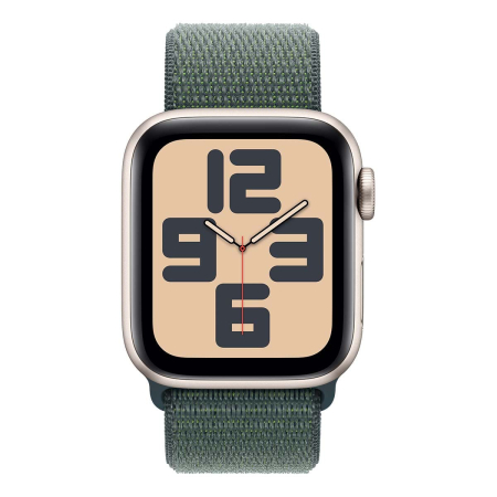 Apple Watch SE (2024), 40 мм корпус из алюминия цвета «Starlight», ремешок Sport Loop цвета «Lake Green» Apple Watch SE (2024), 40 мм корпус из алюминия цвета «Starlight», ремешок Sport Loop цвета «Lake Green»