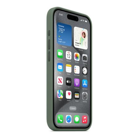 Чехол Silicone Case для Apple iPhone 15 Pro с MagSafe (original) Cypress, зеленый Чехол Silicone Case для Apple iPhone 15 Pro с MagSafe (original) Cypress, зеленый