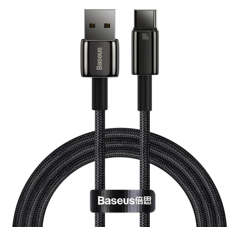 Кабель Baseus Tungsten Gold Fast Charging Data USB - Type-C, 100W, 1 м (CAWJ000001) Черный Кабель Baseus Tungsten Gold Fast Charging Data USB - Type-C, 100W, 1 м (CAWJ000001) Черный