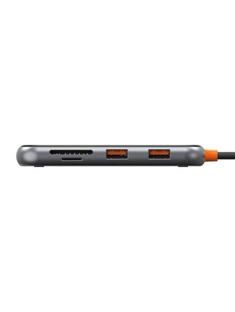 Хаб WiWU Cyber 5в1 USB C Multifunction Cyber Hub 3xUSB3.0 + TF/SD (CB005) Space Gray, серый Хаб WiWU Cyber 5в1 USB C Multifunction Cyber Hub 3xUSB3.0 + TF/SD (CB005) Space Gray, серый