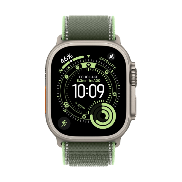Apple Watch Ultra 3 (2025), 49 мм корпус из титана цвета «Natural», ремешок Trail Loop размера S/M цвета «Green/Neon» Apple Watch Ultra 3 (2025), 49 мм корпус из титана цвета «Natural», ремешок Trail Loop размера S/M цвета «Green/Neon»