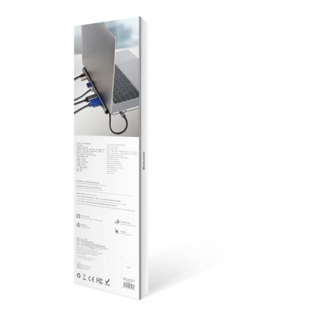 Переходник Baseus для MacBook HUB Enjoyment Series (Type-C to USB3.0+HDMI+SD/MMC+TF/Micro+LAN+VGA+PD+AUX) (CATSX-F0G) Deep Grey, темно-серый Переходник Baseus для MacBook HUB Enjoyment Series (Type-C to USB3.0+HDMI+SD/MMC+TF/Micro+LAN+VGA+PD+AUX) (CATSX-F0G) Deep Grey, темно-серый
