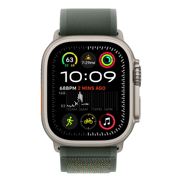 Apple Watch Ultra 2 (2024), 49 мм корпус из титана цвета «Natural», ремешок Trail Loop размера M/L цвета «Green» Apple Watch Ultra 2 (2024), 49 мм корпус из титана цвета «Natural», ремешок Trail Loop размера M/L цвета «Green»