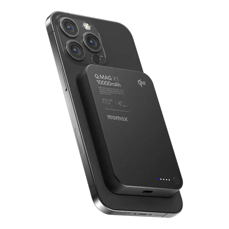 Внешний аккумулятор MOMAX IP136Q2D Q.Mag X1 Qi2 Magnetic wireless power bank(10000mAh) Gen 2, Black Внешний аккумулятор MOMAX IP136Q2D Q.Mag X1 Qi2 Magnetic wireless power bank(10000mAh) Gen 2, Black