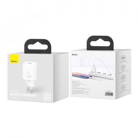 Сетевое зарядное устройство USB Type-C Baseus Super Si Quick Charger 1C 20 Вт EU (CCSUP-B02) Белый Сетевое зарядное устройство USB Type-C Baseus Super Si Quick Charger 1C 20 Вт EU (CCSUP-B02) Белый