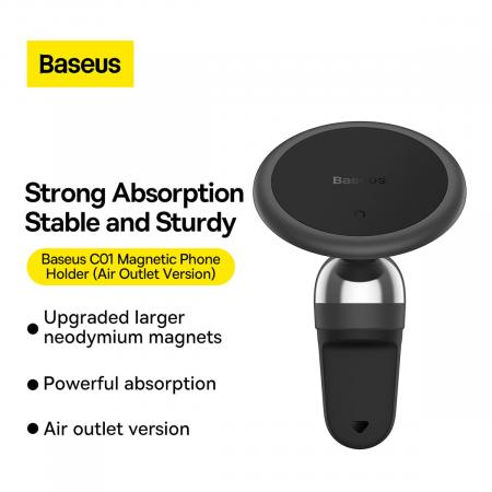 Магнитный держатель для телефона Baseus C01 (гравитационный) Air Outlet Version (BS-CM027 SUCC000101) Черный Магнитный держатель для телефона Baseus C01 (гравитационный) Air Outlet Version (BS-CM027 SUCC000101) Черный