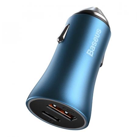 Автомобильное зарядное устройство Baseus Golden Contactor Pro Dual Quick Charger Car Charger U+C 40W (CCJD-03) Синий Автомобильное зарядное устройство Baseus Golden Contactor Pro Dual Quick Charger Car Charger U+C 40W (CCJD-03) Синий