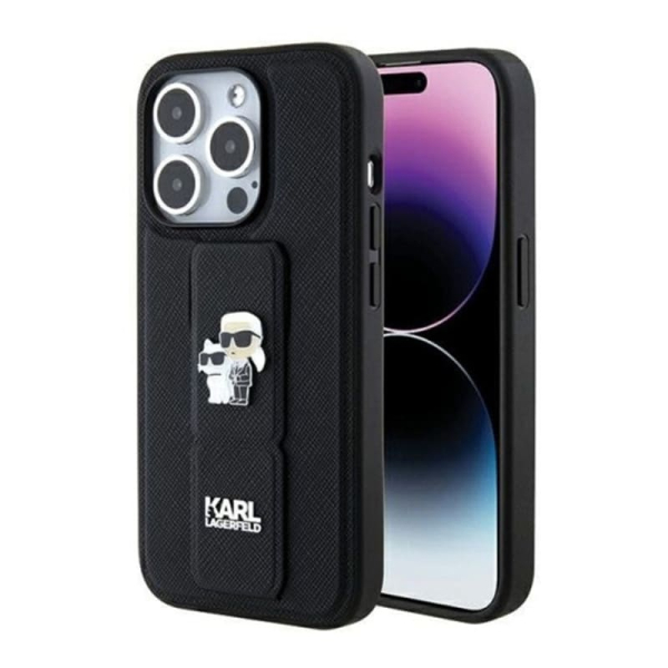 Чехол Karl Lagerfeld для iPhone 15 Pro Karl hc gripstand saffiano kc pins (KLHCP15LGSAKCPK) Черный