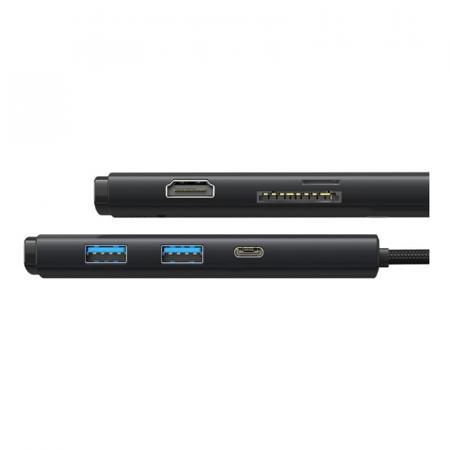 Хаб Baseus Lite Series 6-Port Type-C HUB Docking Station (Type-C to HDMI+USB3.0x2+PD+SD/TF) (WKQX050101) Черный Хаб Baseus Lite Series 6-Port Type-C HUB Docking Station (Type-C to HDMI+USB3.0x2+PD+SD/TF) (WKQX050101) Черный