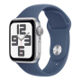 Apple Watch SE (2024), 40 мм корпус из алюминия цвета «Silver», ремешок Sport Band размера M/L цвета «Denim» Apple Watch SE (2024), 40 мм корпус из алюминия цвета «Silver», ремешок Sport Band размера M/L цвета «Denim»