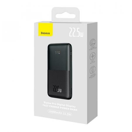 Внешний аккумулятор Baseus Bipow Pro Digital Display Fast Charge 10000mAh 22.5W с кабелем USB - Type-C, 3A, 0,3 м PPBD2-1022 (PPBD040001) Черный Внешний аккумулятор Baseus Bipow Pro Digital Display Fast Charge 10000mAh 22.5W с кабелем USB - Type-C, 3A, 0,3 м PPBD2-1022 (PPBD040001) Черный