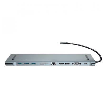 Переходник Baseus для MacBook HUB Enjoyment Series (Type-C to USB3.0+HDMI+SD/MMC+TF/Micro+LAN+VGA+PD+AUX) (CATSX-G0G) Deep Grey, темно-серый Переходник Baseus для MacBook HUB Enjoyment Series (Type-C to USB3.0+HDMI+SD/MMC+TF/Micro+LAN+VGA+PD+AUX) (CATSX-G0G) Deep Grey, темно-серый