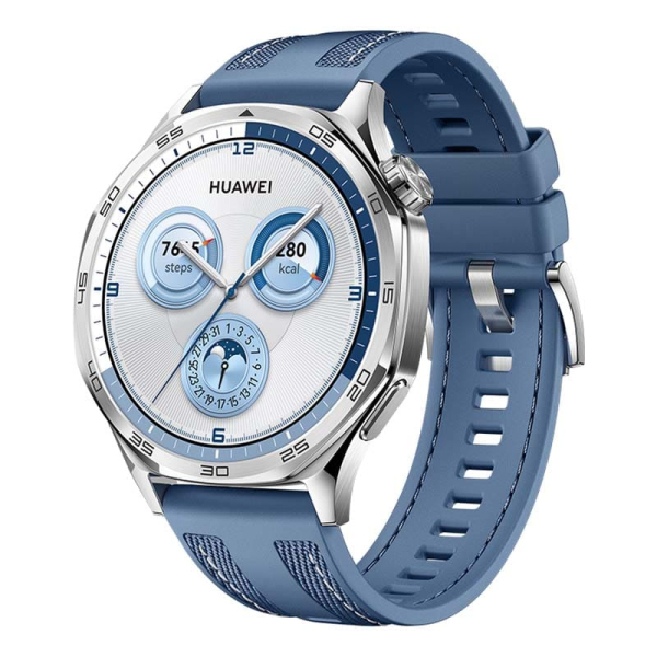Часы HUAWEI Watch GT 5 Silver, 46 мм, цвет корпуса серебряный, цвет ремешка синий Часы HUAWEI Watch GT 5 Silver, 46 мм, цвет корпуса серебряный, цвет ремешка синий