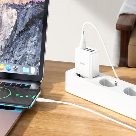 Сетевое зарядное устройство USB hoco. QC3.0 4USB порта 28,5 Вт (C102A) Белый Сетевое зарядное устройство USB hoco. QC3.0 4USB порта 28,5 Вт (C102A) Белый