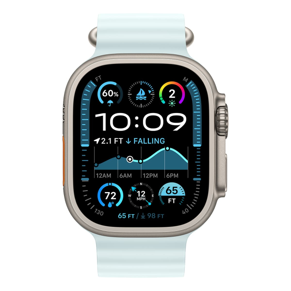 Apple Watch Ultra 2 (2024), 49 мм корпус из титана цвета «Natural», ремешок Ocean Band цвета «Ice Blue» Apple Watch Ultra 2 (2024), 49 мм корпус из титана цвета «Natural», ремешок Ocean Band цвета «Ice Blue»