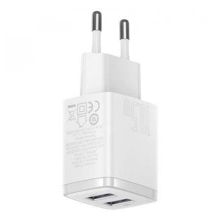 Сетевое зарядное устройство Baseus Compact Charger 2U 10,5 Вт CCXJ010202 (CCCP10UE) Белый Сетевое зарядное устройство Baseus Compact Charger 2U 10,5 Вт CCXJ010202 (CCCP10UE) Белый