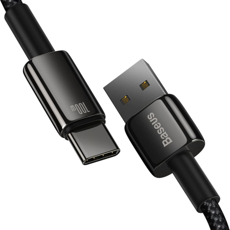Кабель Baseus Tungsten Gold Fast Charging Data USB - Type-C, 100W, 1 м (CAWJ000001) Черный Кабель Baseus Tungsten Gold Fast Charging Data USB - Type-C, 100W, 1 м (CAWJ000001) Черный