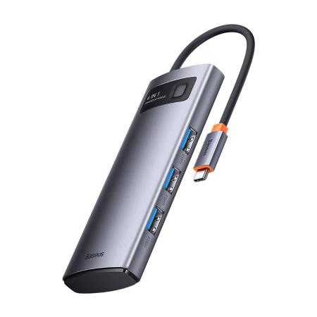 Хаб Baseus Metal Gleam Series 4в1 Multifunctional Type-C - USB3.0*4 HUB Docking Station WKWG070013 (BS-OH066) Серый Хаб Baseus Metal Gleam Series 4в1 Multifunctional Type-C - USB3.0*4 HUB Docking Station WKWG070013 (BS-OH066) Серый