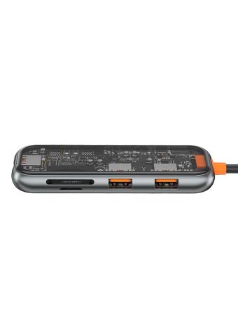 Хаб WiWU Cyber 5в1 USB C Multifunction Cyber Hub 3xUSB3.0 + TF/SD (CB005) Space Gray, серый Хаб WiWU Cyber 5в1 USB C Multifunction Cyber Hub 3xUSB3.0 + TF/SD (CB005) Space Gray, серый