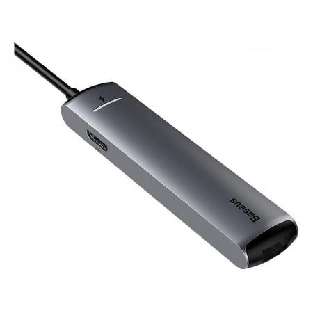 Переходник Baseus для MacBook HUB Mechanical eye 6в1 (USB/HDMI/Type-C/RJ45) (CAHUB-J0G) Deep Grey, темно-серый Переходник Baseus для MacBook HUB Mechanical eye 6в1 (USB/HDMI/Type-C/RJ45) (CAHUB-J0G) Deep Grey, темно-серый