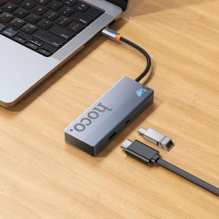 Хаб hoco. 5в1 (HDTV+PD+USB3.0*3) (HB50) Темно-серый Хаб hoco. 5в1 (HDTV+PD+USB3.0*3) (HB50) Темно-серый