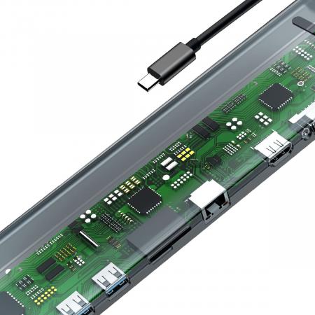 Переходник Baseus для MacBook HUB Enjoyment Series (Type-C to USB3.0+HDMI+SD/MMC+TF/Micro+LAN+VGA+PD+AUX) (CATSX-F0G) Deep Grey, темно-серый Переходник Baseus для MacBook HUB Enjoyment Series (Type-C to USB3.0+HDMI+SD/MMC+TF/Micro+LAN+VGA+PD+AUX) (CATSX-F0G) Deep Grey, темно-серый